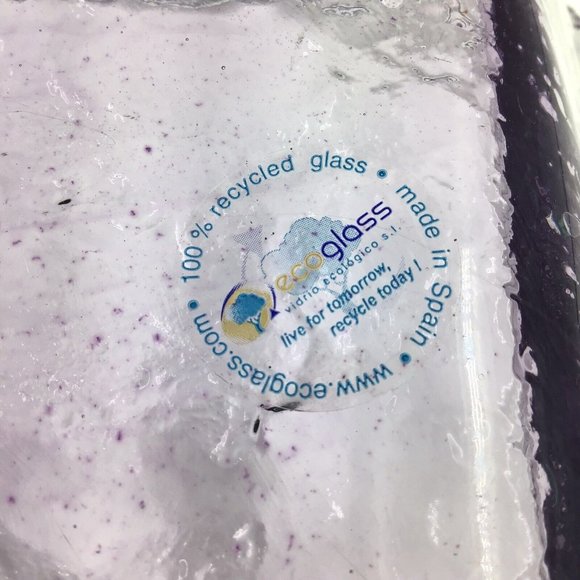 ECOGLASS Recycled Glass Serving Bowl Made in SPAIN Purple Hue Square EUC - Picture 2 of 9